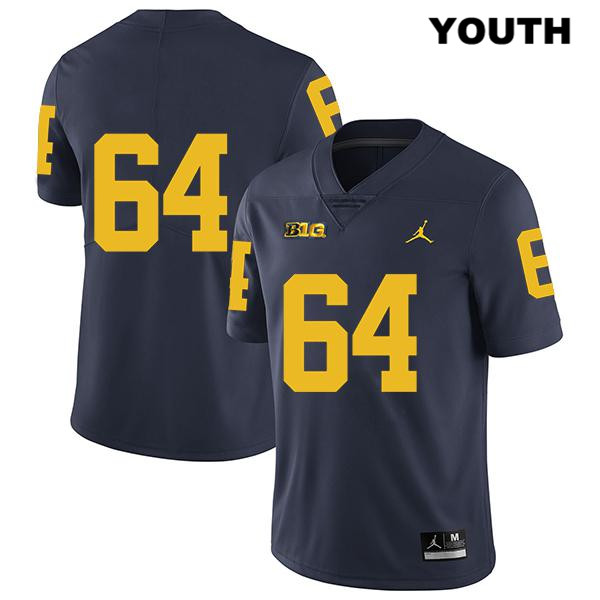 Youth NCAA Michigan Wolverines Mahdi Hazime #64 No Name Navy Jordan Brand Authentic Stitched Legend Football College Jersey DG25H00HG